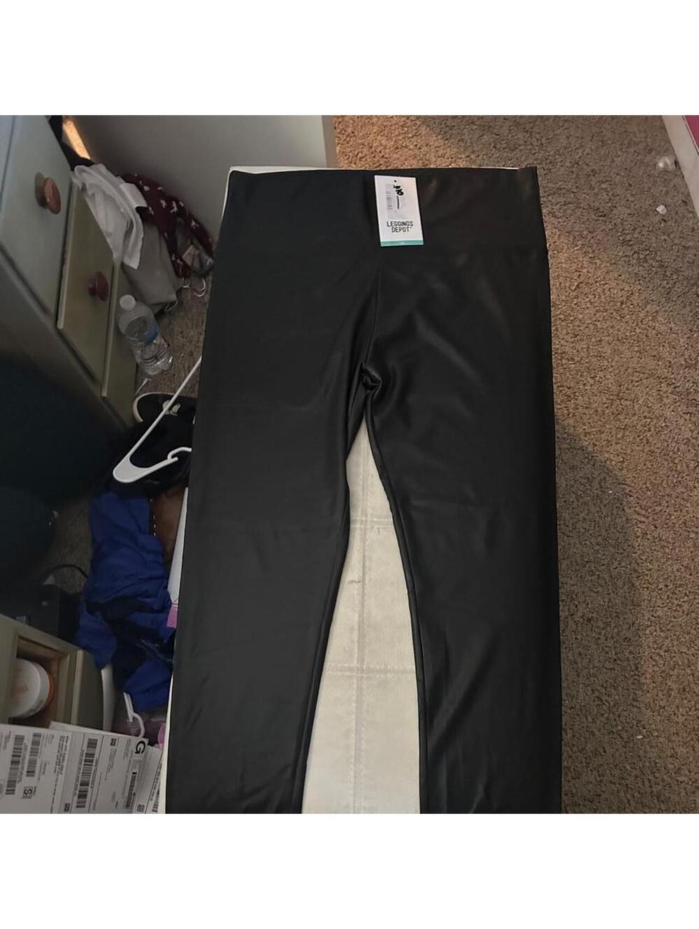 Black faux leather leggings from Leggings Depot in size 1X